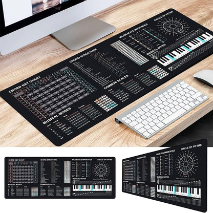 MATRICKS™ music theory desk mat on a wooden producer desk for beatmakers and music students